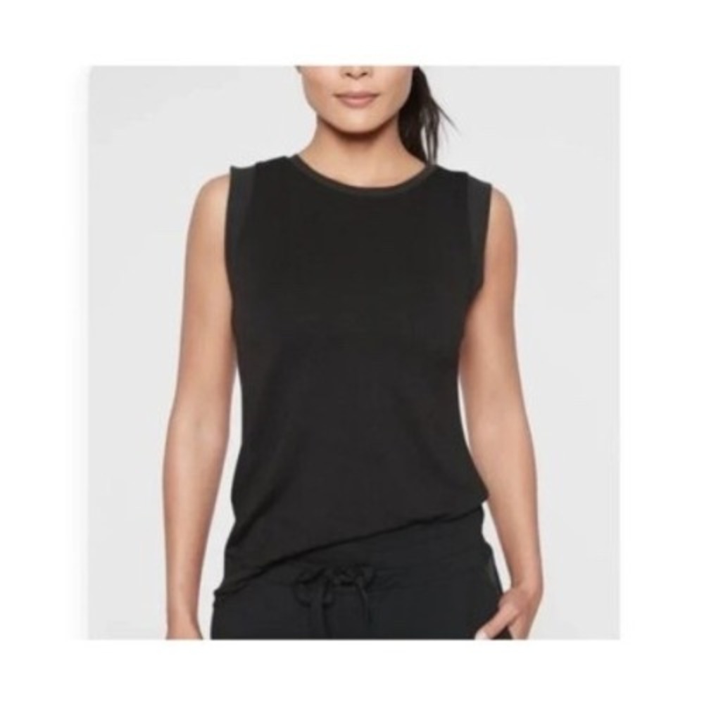 Athleta‎ Cloudlight Hybrid Tank Top Black Mesh Trim XS 404779-02 SP19